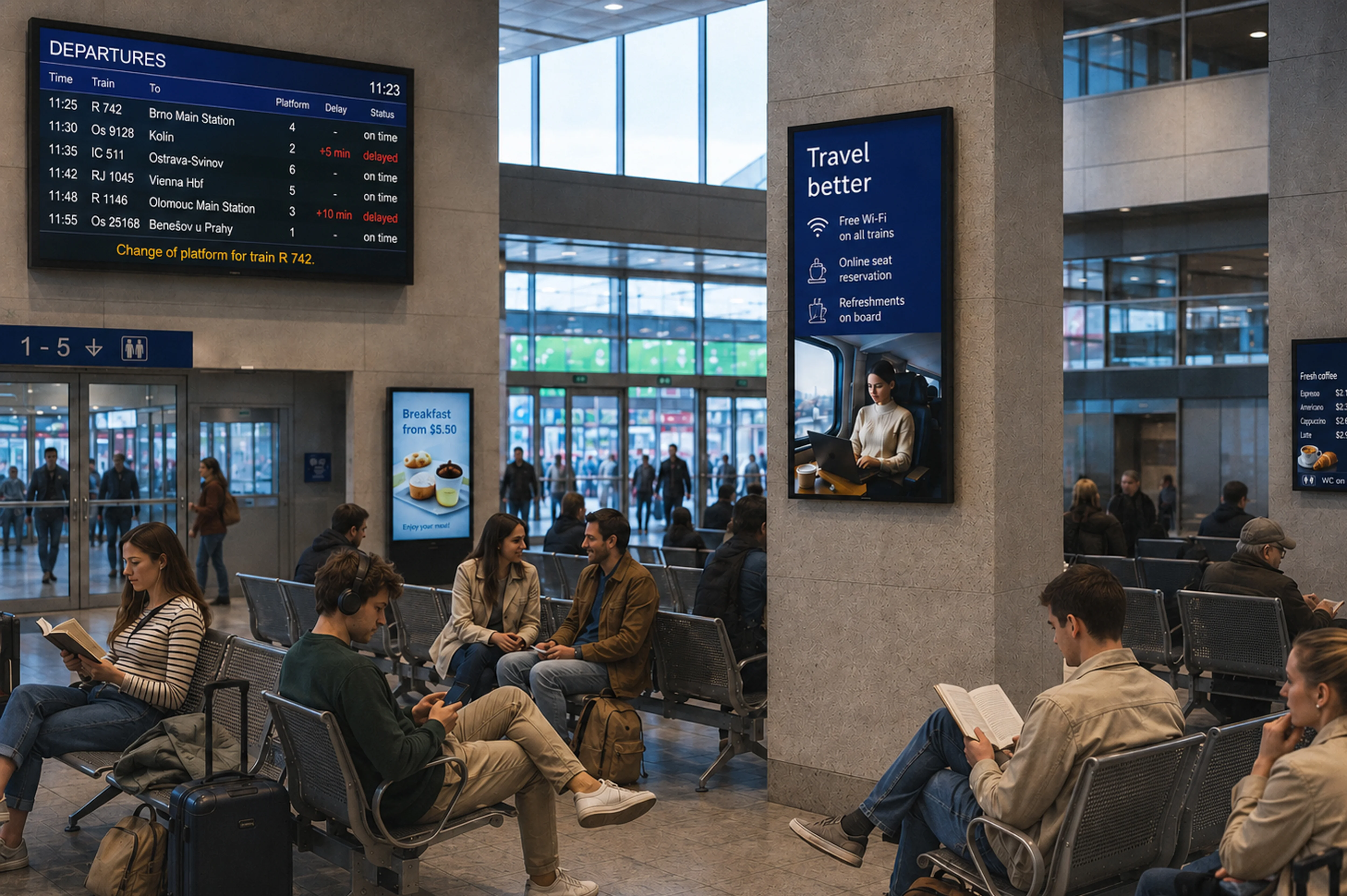 Use traveler waiting time to offer services